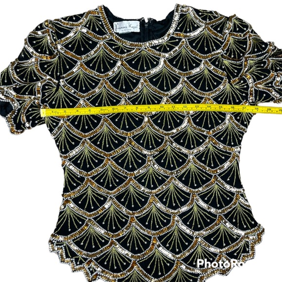 VINTAGE Designer LAWRENCE KAZAR
New York BEADED & SEQUINED TOP
Size Small Clean - Picture 7 of 8